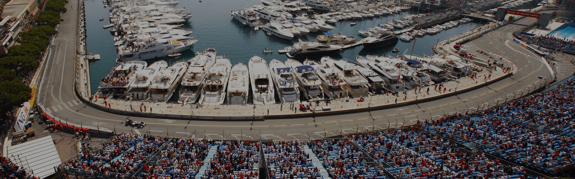 Monaco Grand Prix track next to yachts